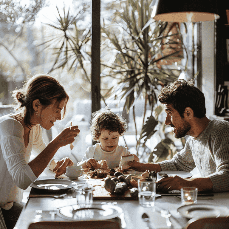 Family meeting around a table