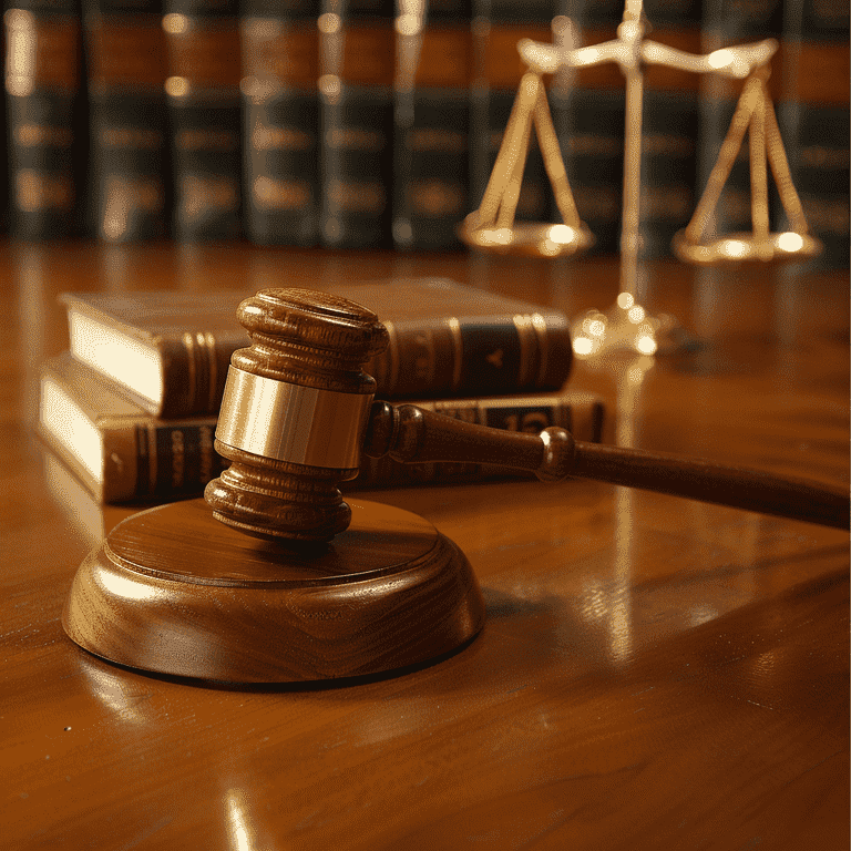 Gavel on legal books with scales of justice