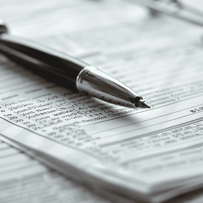 Close-up of a legal document with a pen, symbolizing legal preparation.