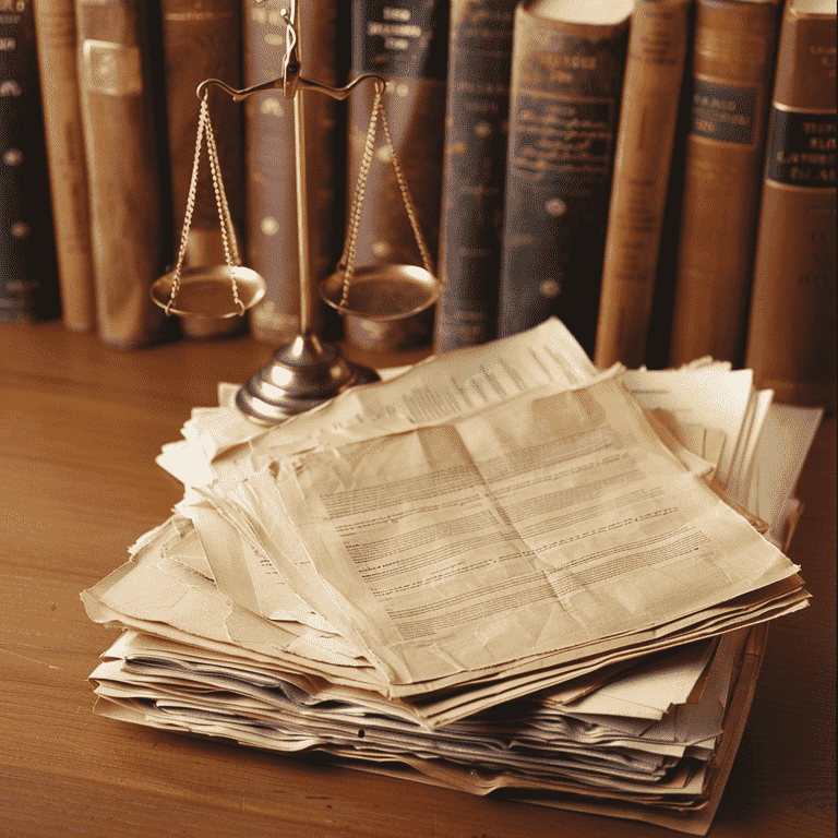 Legal documents and scales of justice