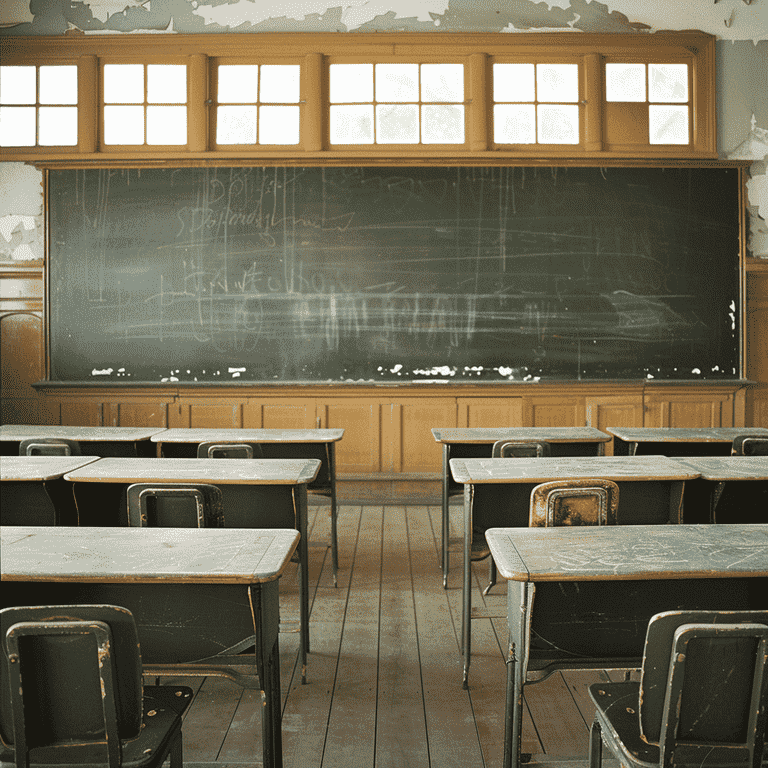 Empty classroom with blackboard 