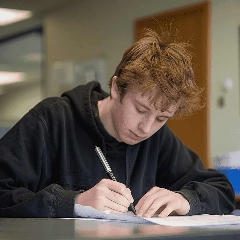 Young person signing a document, symbolizing the effects of emancipation