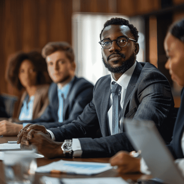  Legal team discussing pretrial motions in a conference room.