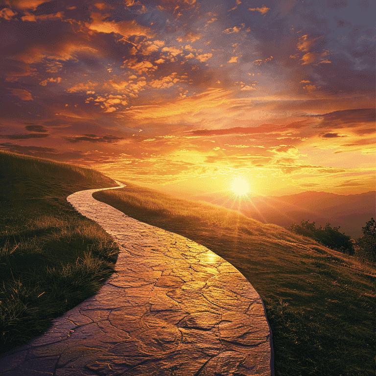 Pathway leading towards sunrise